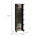 Black Wengue 5 Shelf Linen Cabinet With Mirror Black Particle Board