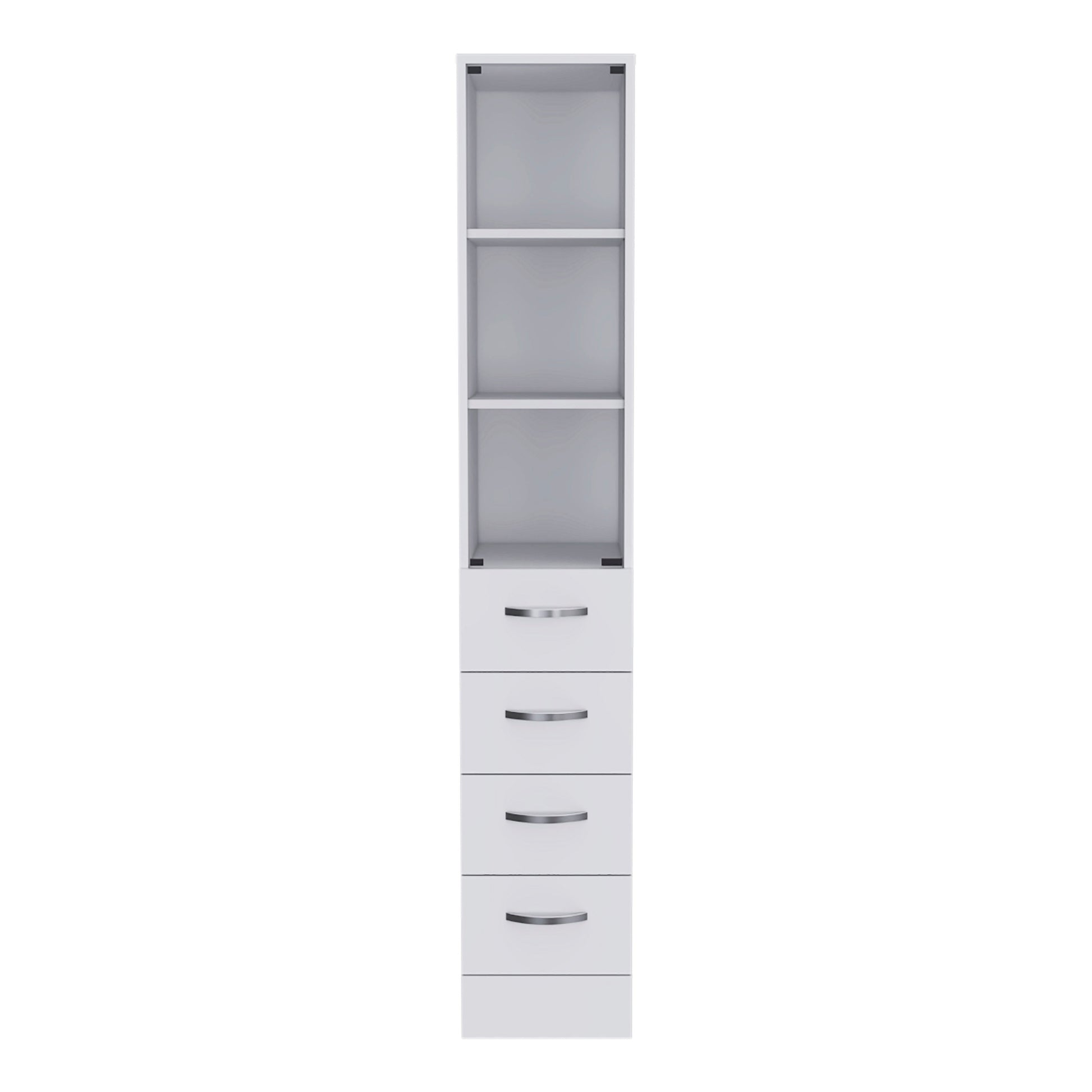 White 3 Drawer 3 Shelf Linen Cabinet Freestanding 3 4 Drawers White White Primary Living Space Drawers Included Particle Board