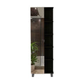 Black Wengue 5 Shelf Linen Cabinet With Mirror Black Particle Board