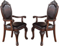 Gorgeous Formal Set Of 2 Arm Chairs Brown Color Rubberwood Dining Room Furniture Faux Leather Upholstered Seat Brown Brown Dining Room Luxury,Traditional Arm Chair Rubberwood Solid Back Rubber Wood