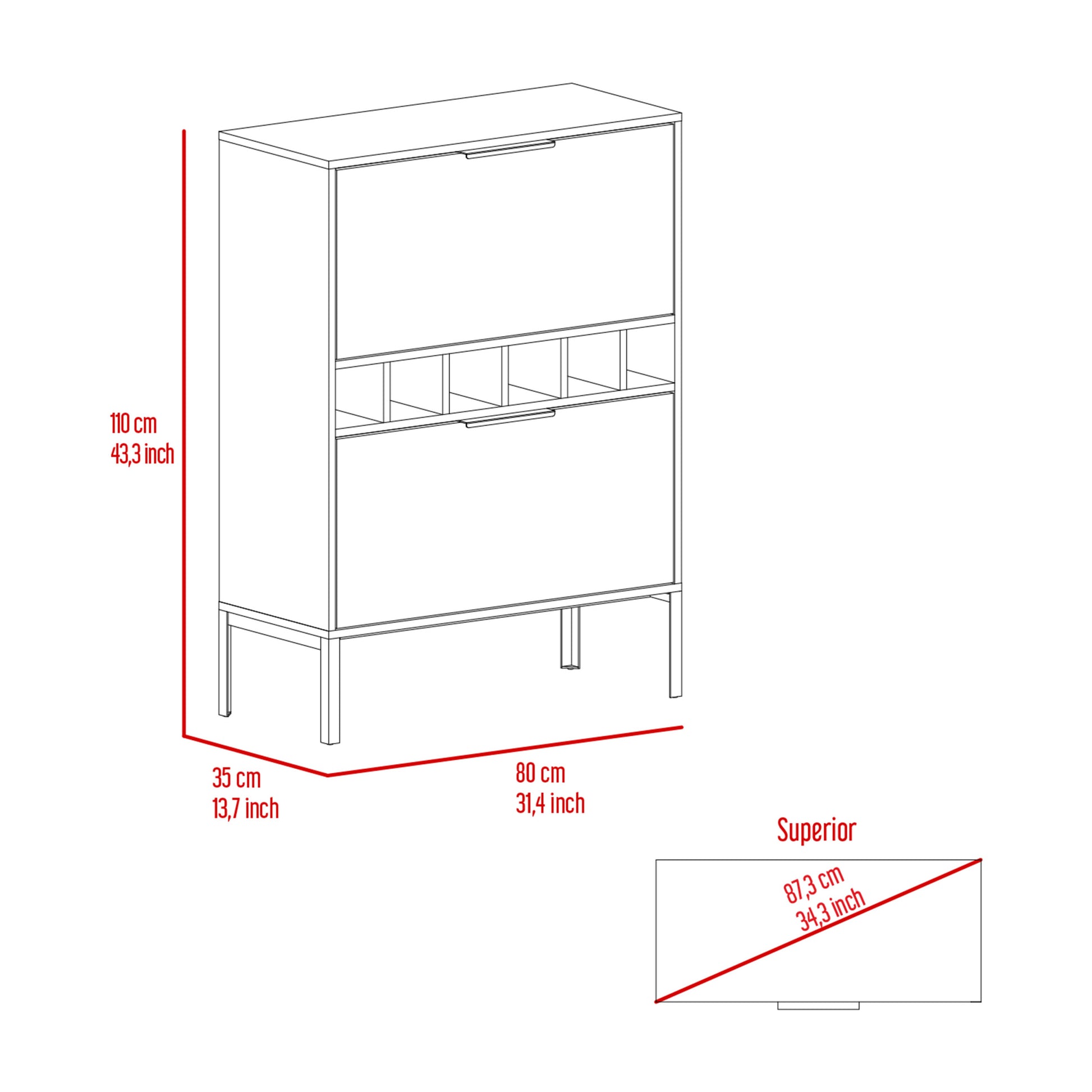 Winthrop 6 Bottle Rectangle Bar Cabinet Light Grey Light Gray Particle Board