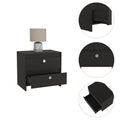 Black Wengue Rectangle 2 Drawer Nightstand Black Particle Board