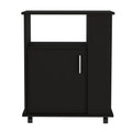 Correy 4 Shelf Microwave Cabinet With Caster Black Wengue Black Particle Board