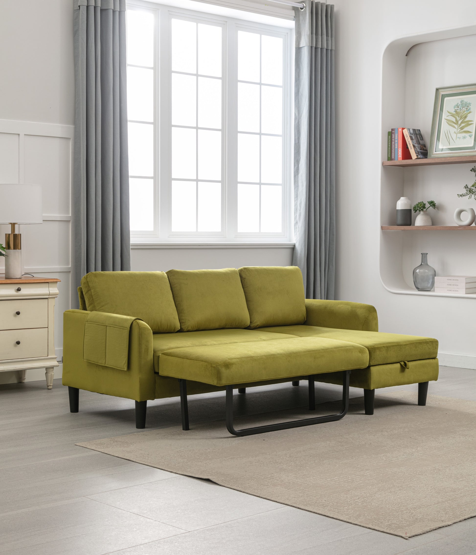 United We Win Sectional Sofa Reversible Sectional Sleeper Sectional Sofa With Storage Chaise Olive Polyester