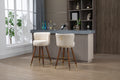 Coolmore Counter Height Bar Stools Set Of 2 For Kitchen Counter Solid Wood Legs With A Fixed Height Of 360 Degrees Ivory Solid Wood