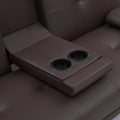 Video Brown Leather Multifunctional Double Folding Sofa Bed For Office With Coffee Table Brown Foam Pvc 2 Seat