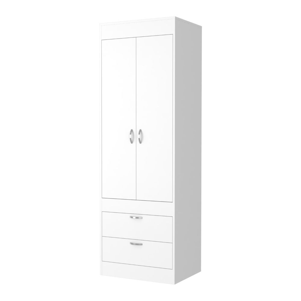 White 2 Drawer Armoire White Bedroom Particle Board