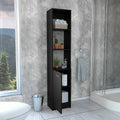 Black Wengue 2 Shelf Rectangle Linen Cabinet Black Particle Board