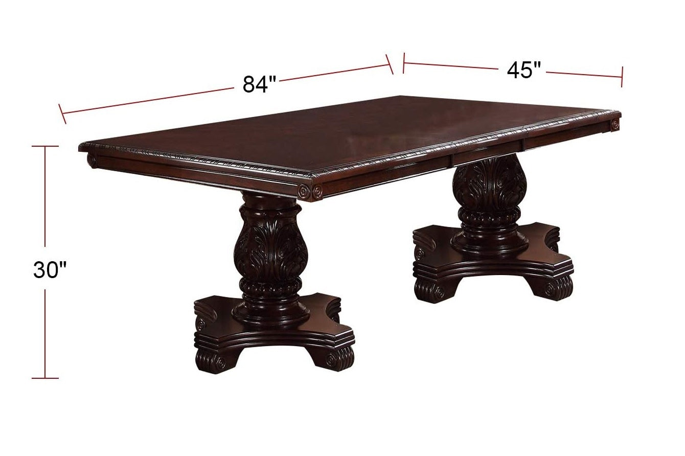 Formal Dining Room Table W Leaf Brown 1Pc Dining Table Only Double Pedestal Base Royal Rectangle Table Brown Espresso Dining Room Luxury,Traditional Rubberwood Rubber Wood