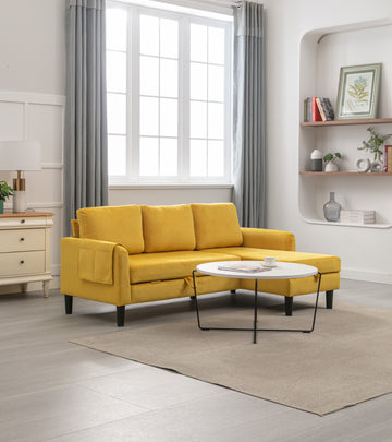 United We Win Sectional Sofa Reversible Sectional Sleeper Sectional Sofa With Storage Chaise Mustard Polyester