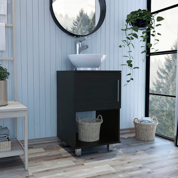 Saybrooke 1 Shelf Single Bathroom Vanity Black Wengue Black Particle Board