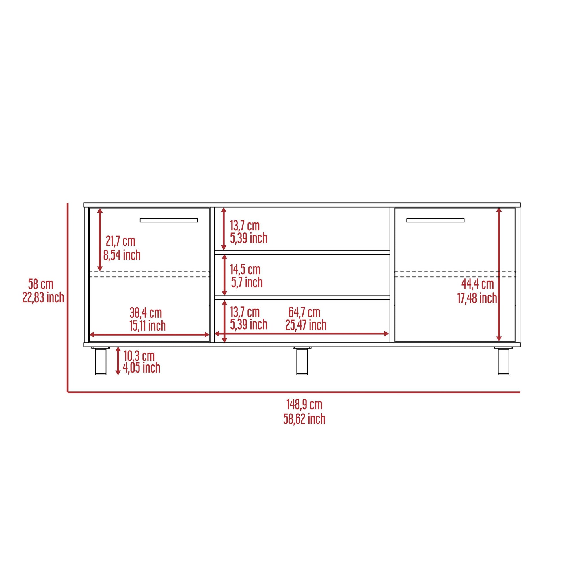 Cannon 3 Shelf 2 Door Tv Stand Carbon Espresso Brown 60 69 Inches Particle Board