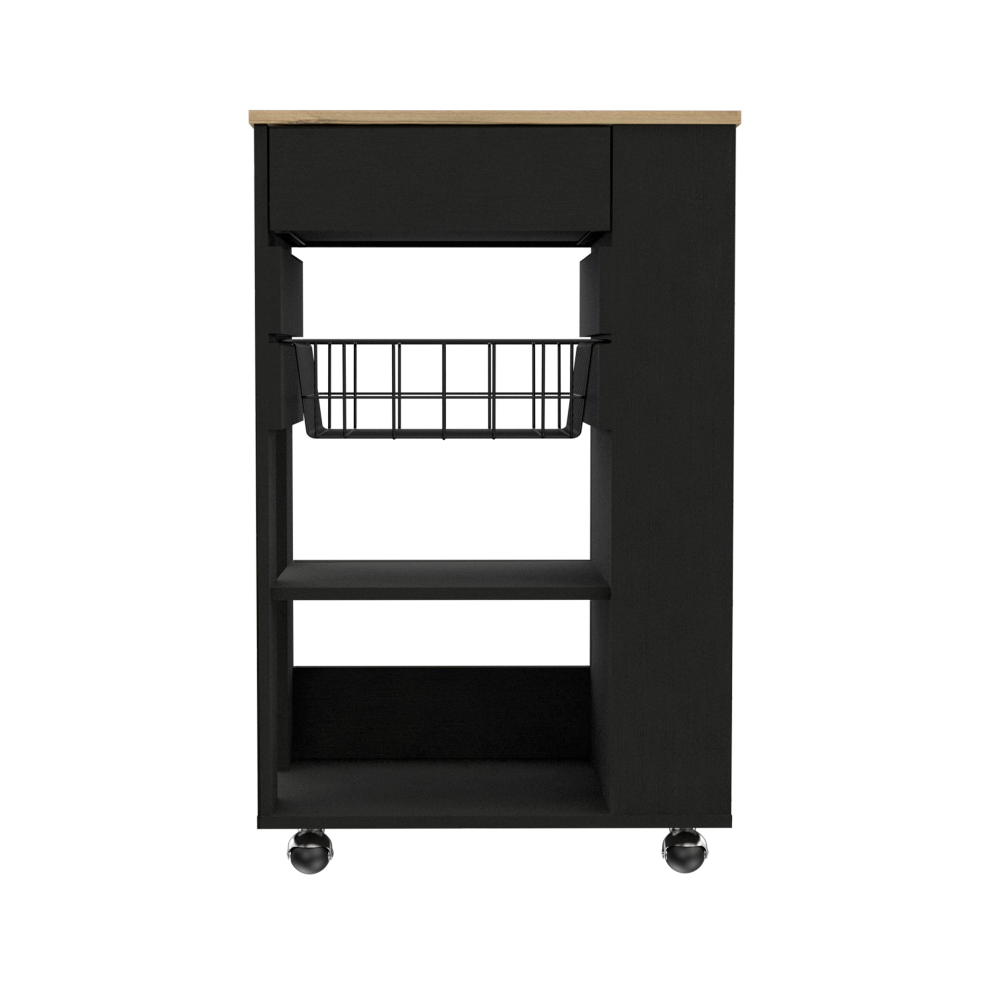 Black Wengue And Light Oak 5 Shelf 1 Drawer Kitchen Cart Black Particle Board