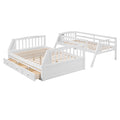 Twin Over Full Bunk Bed With Drawers Ladder And Storage Staircase, White White Solid Wood Mdf