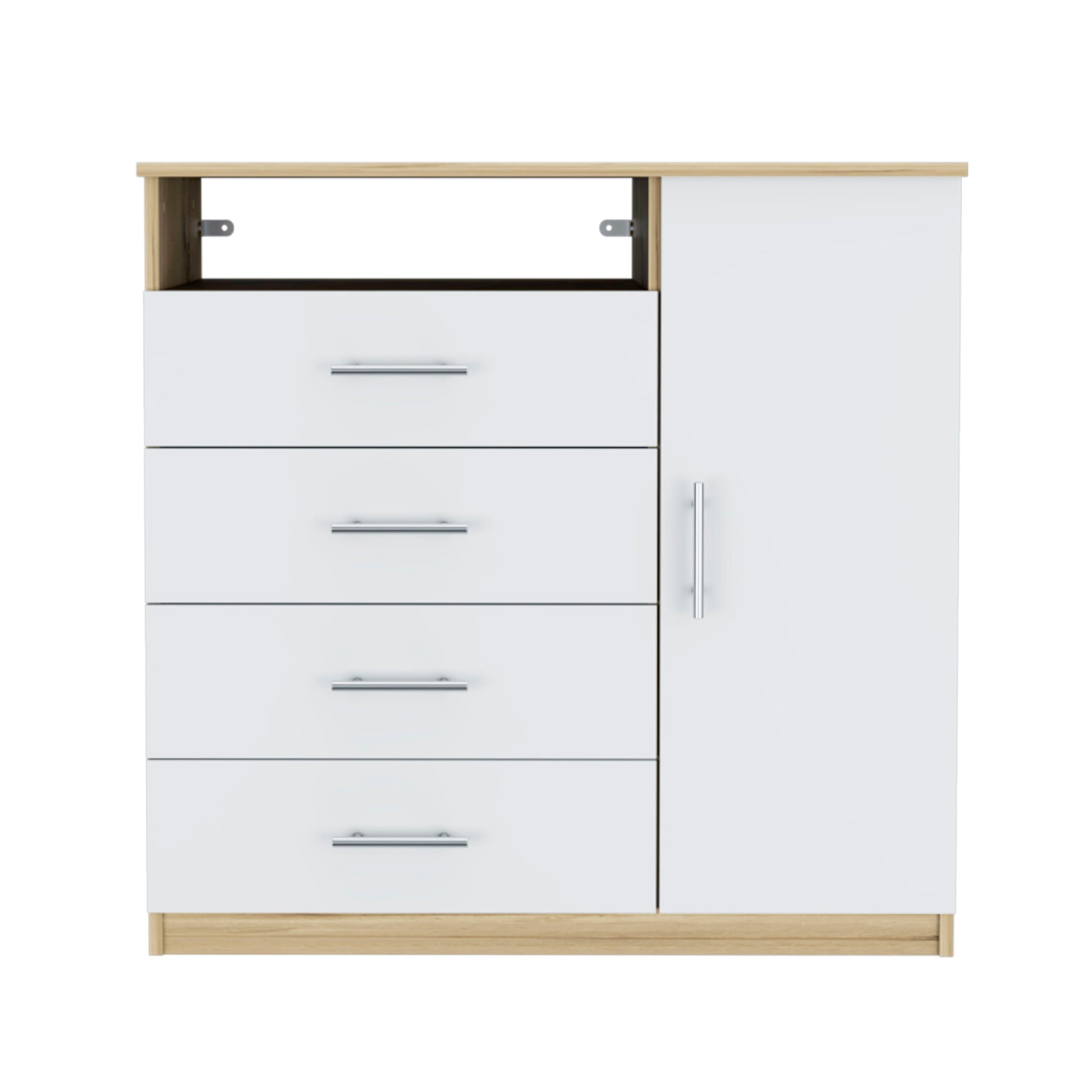 Baylon 4 Drawer 1 Shelf Dresser White White Particle Board