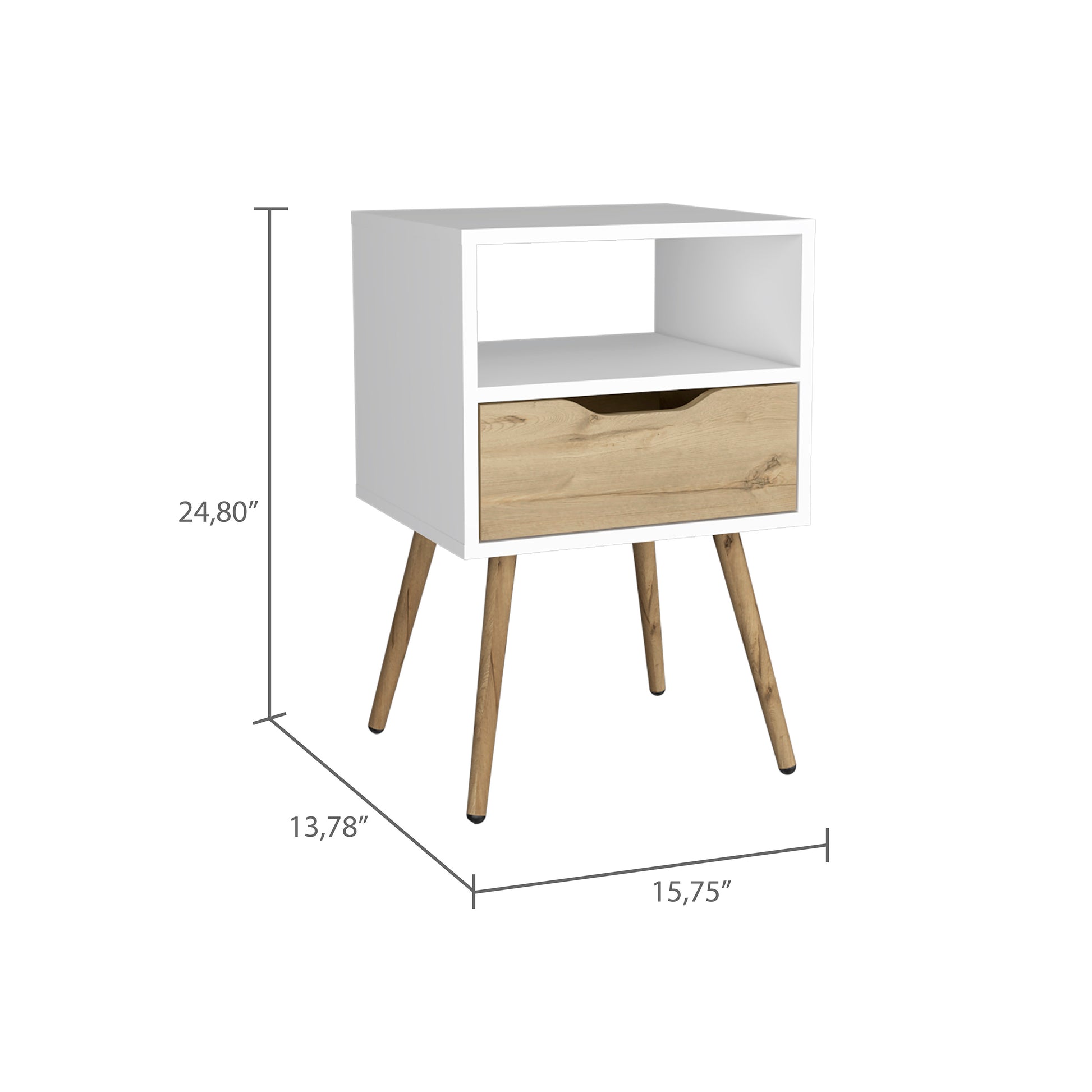 Haverson 1 Drawer 1 Shelf Nightstand White And Light Oak White Particle Board