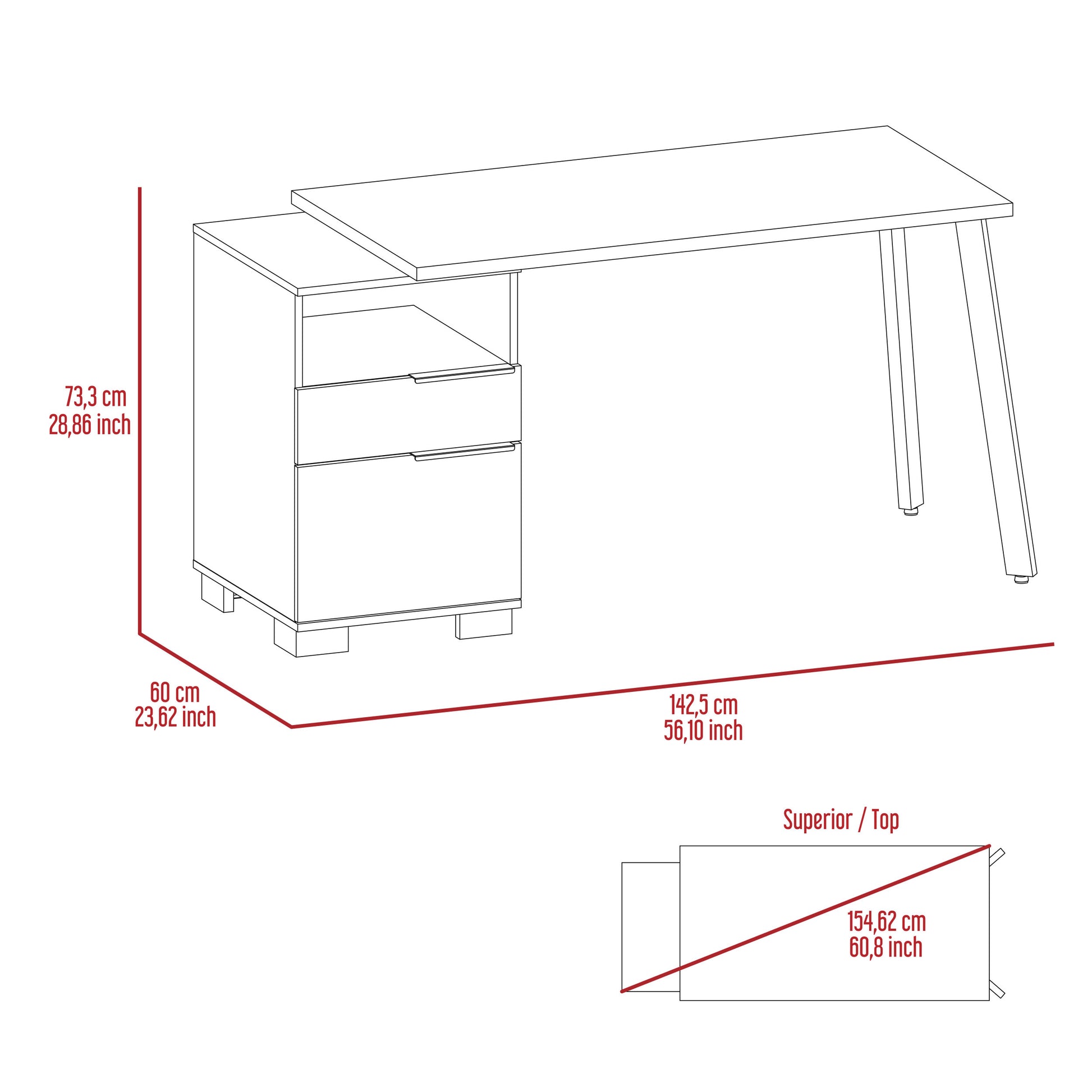 Mahogany Writing Desk With Built In Cabinet Brown Particle Board