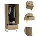 Light Oak Wooden Wardrobe With 2 Doors And 1 Drawer Light Oak Particle Board