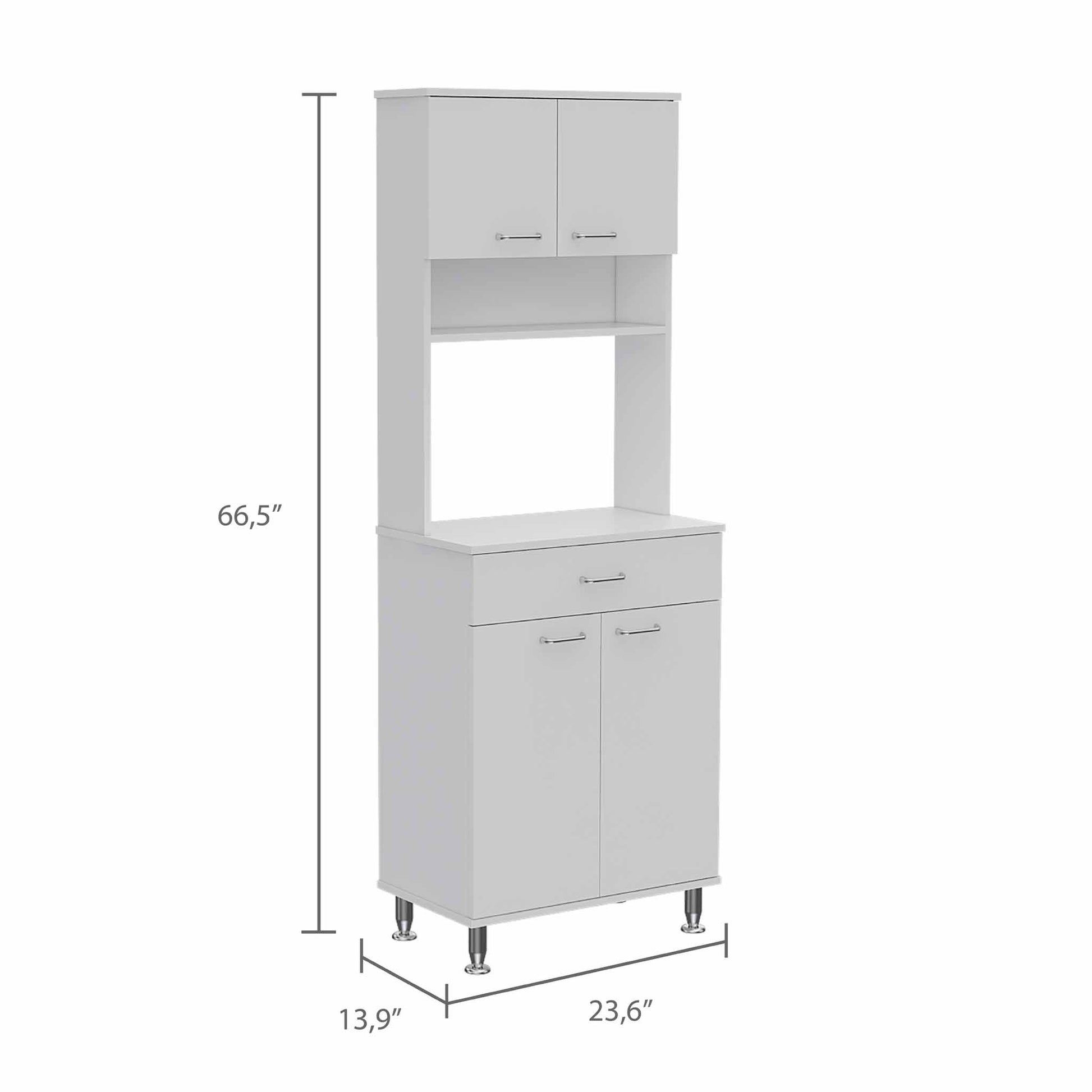 Santa Maria 1 Drawer 1 Shelf Area Pantry With Adjustable Metal Legs White White Particle Board