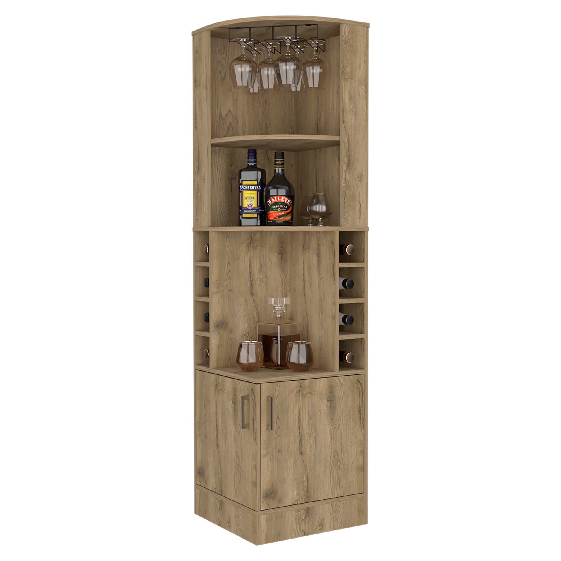 Macadamia 8 Bottle 2 Shelf Bar Cabinet Freestanding 5 Or More Shelves Beige Primary Living Space Shelves Included Particle Board