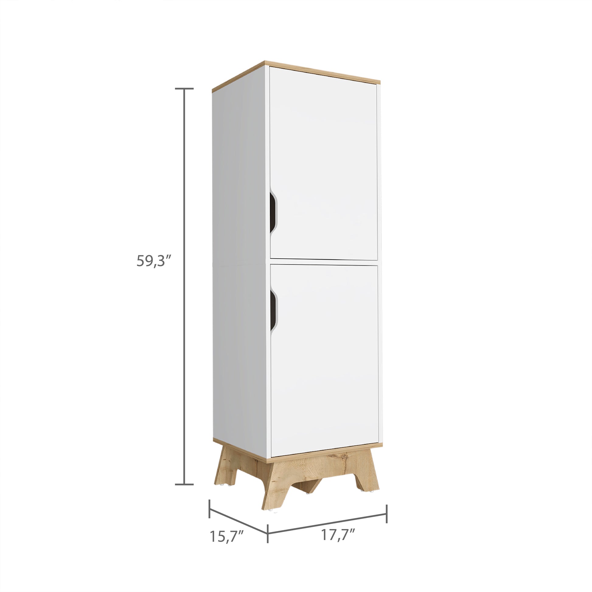 Rutherford 2 Door Pantry Cabinet Light Oak And White White Particle Board