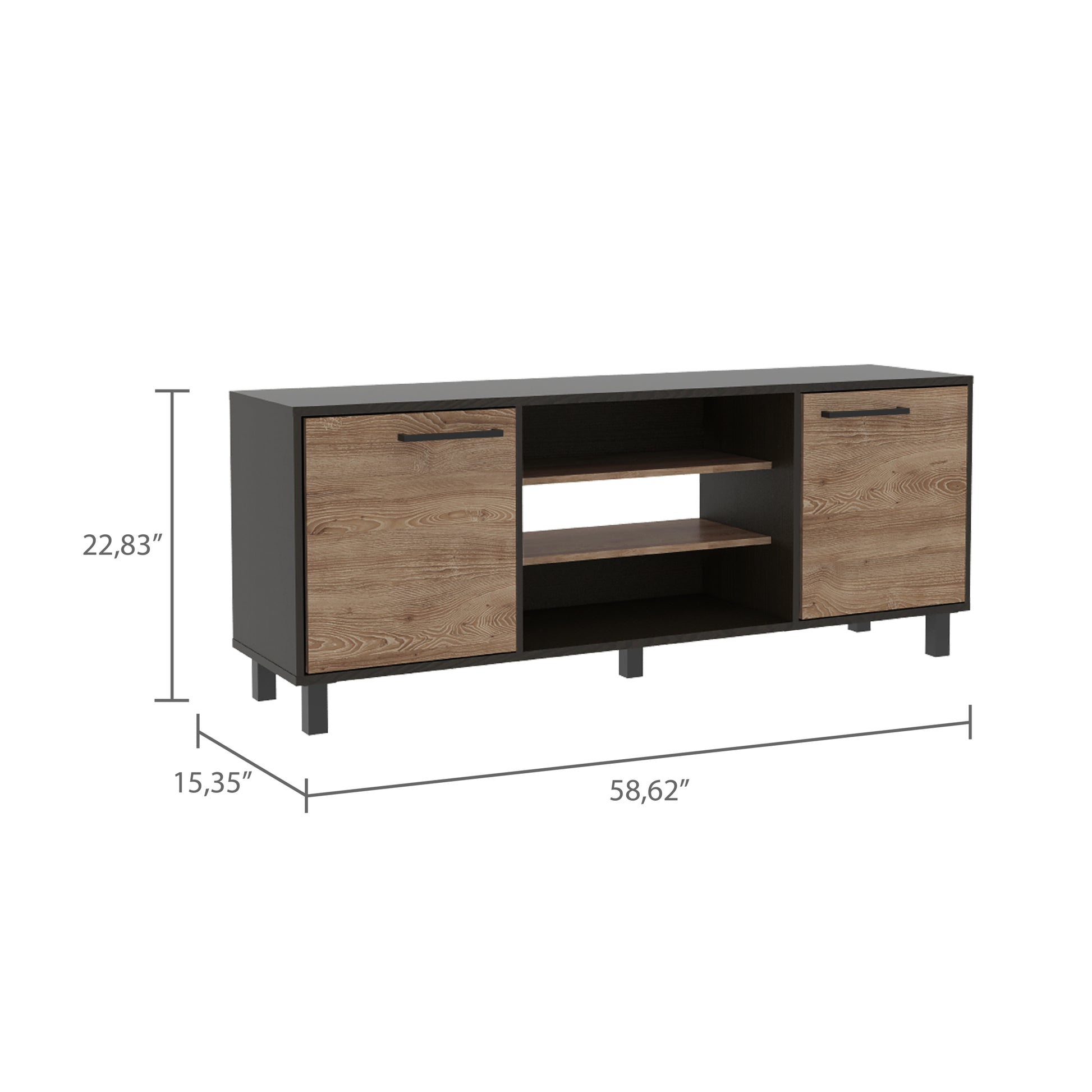 Cannon 3 Shelf 2 Door Tv Stand Carbon Espresso Brown 60 69 Inches Particle Board