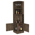 Dark Brown 8 Bottle 2 Shelf Bar Cabinet Freestanding 5 Or More Shelves Brown Primary Living Space Shelves Included Particle Board