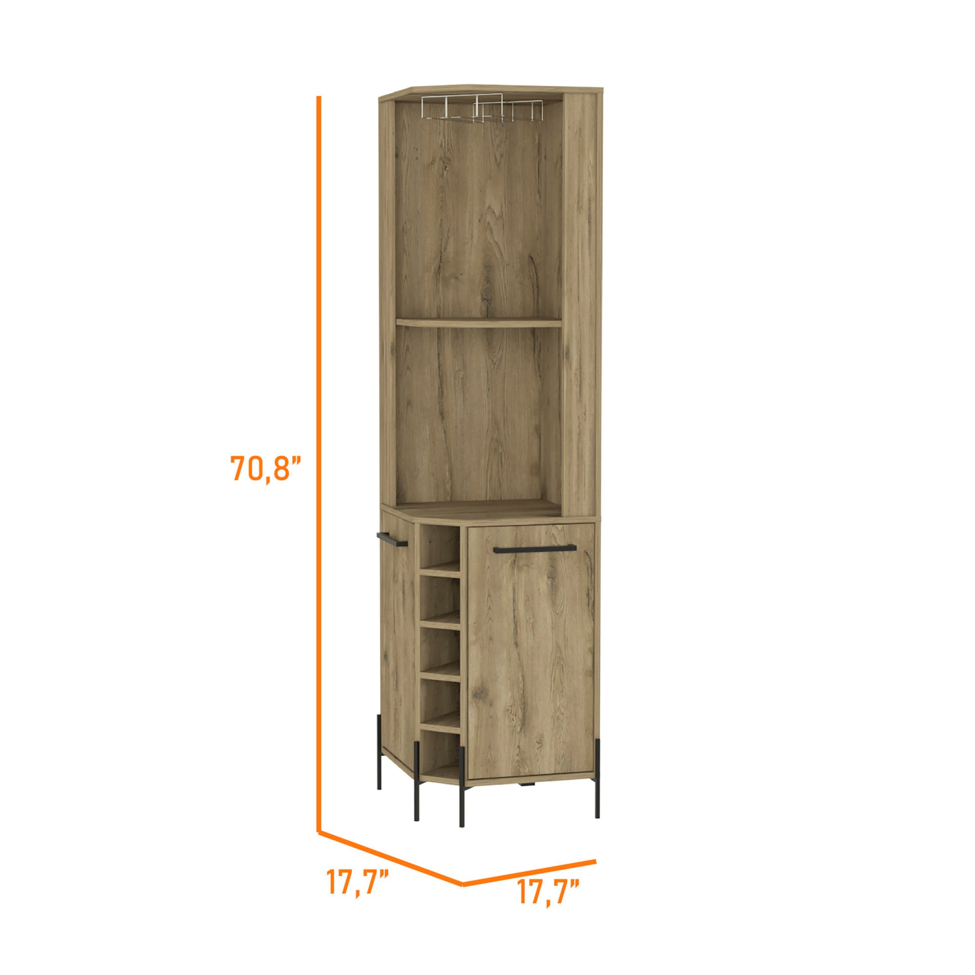 Macadamia 5 Bottle 2 Shelf Bar Cabinet Beige Particle Board