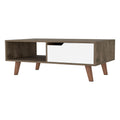 Dark Brown And White 1 Drawer 1 Shelf Rectangle Coffee Table Brown Particle Board