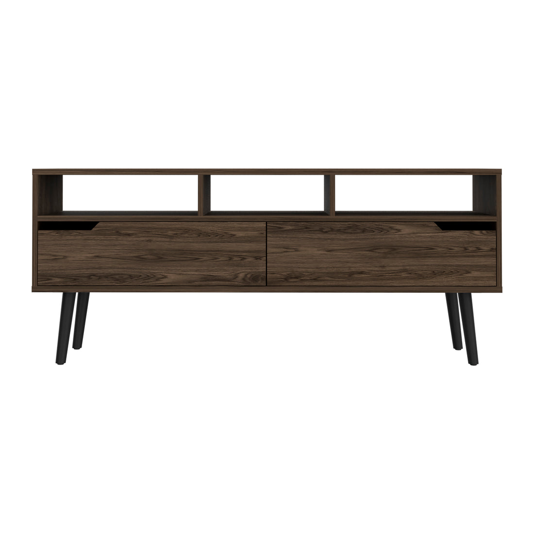 Haven 2 Drawer 3 Shelf Tv Stand Dark Walnut Brown 60 69 Inches Particle Board