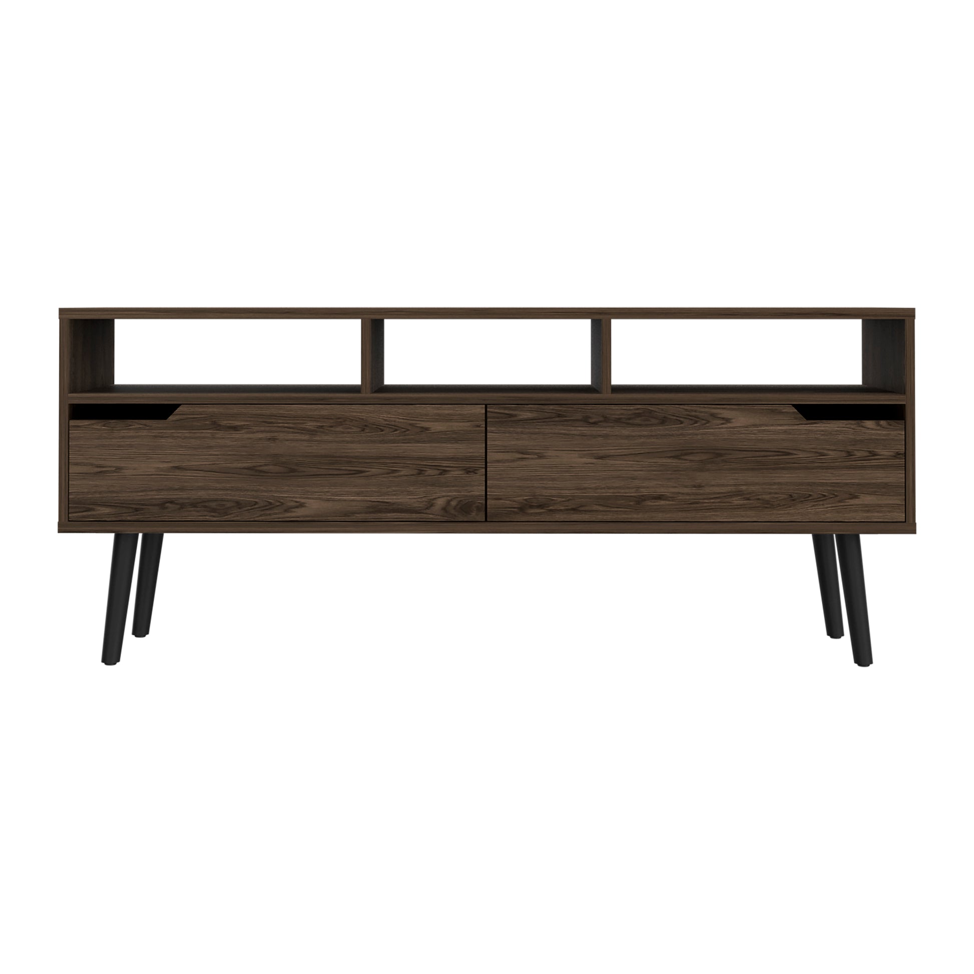 Haven 2 Drawer 3 Shelf Tv Stand Dark Walnut Brown 60 69 Inches Particle Board