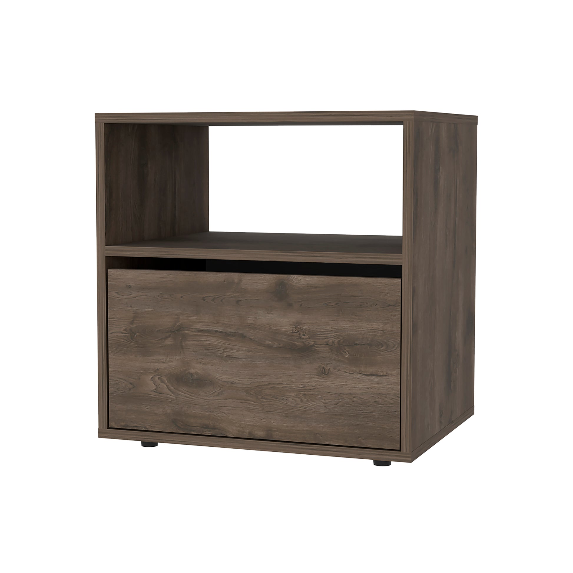 Sauvie 1 Shelf Nightstand Dark Brown Brown Particle Board