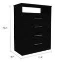 Cassville 4 Drawer 1 Shelf Dresser Black Wengue Black Particle Board