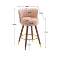 Coolmore Counter Height Bar Stools Set Of 2 For Kitchen Counter Solid Wood Legs With Fabric With A Fixed Height Of 360 Degrees Pink Solid Wood