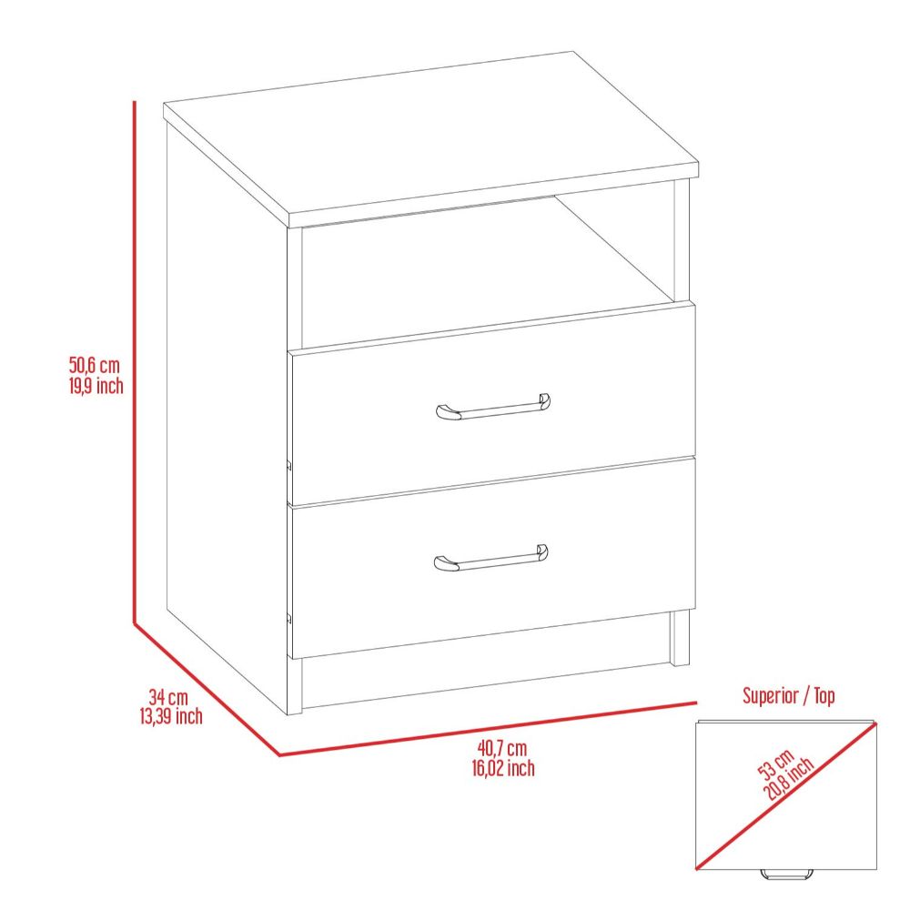 Brookeline 2 Drawer 1 Shelf Rectangle Nightstand Light Grey Light Gray Particle Board