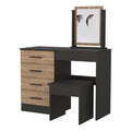 Black And Pine 4 Drawer Makeup Dressing Table With Stool Black Particle Board