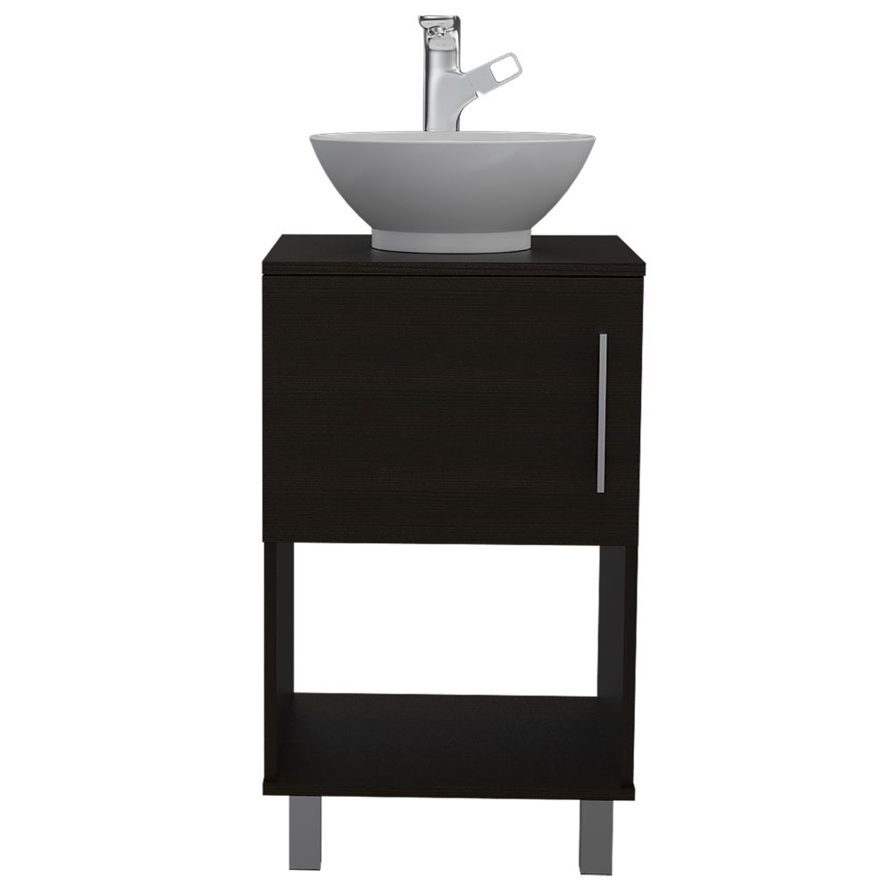 Saybrooke 1 Shelf Single Bathroom Vanity Black Wengue Black Particle Board