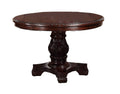 Classic Formal Dining Room Table And 4X Side Chairs Brown 5Pc Set Dining Table Pedestal Base Antique Round Table Faux Leather Upholstered Chair Brown Wood Dining Room Solid Wood Rubberwood Round Dining Table With Chair Wood Wood Brown Solid Back Seats 4