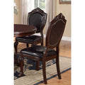 Royal Majestic Formal Set Of 2 Side Chairs Brown Color Rubberwood Dining Room Furniture Intricate Design Faux Leather Upholstered Seat Brown Brown Dining Room Luxury,Traditional Dining Chairs Rubberwood Solid Back Rubber Wood