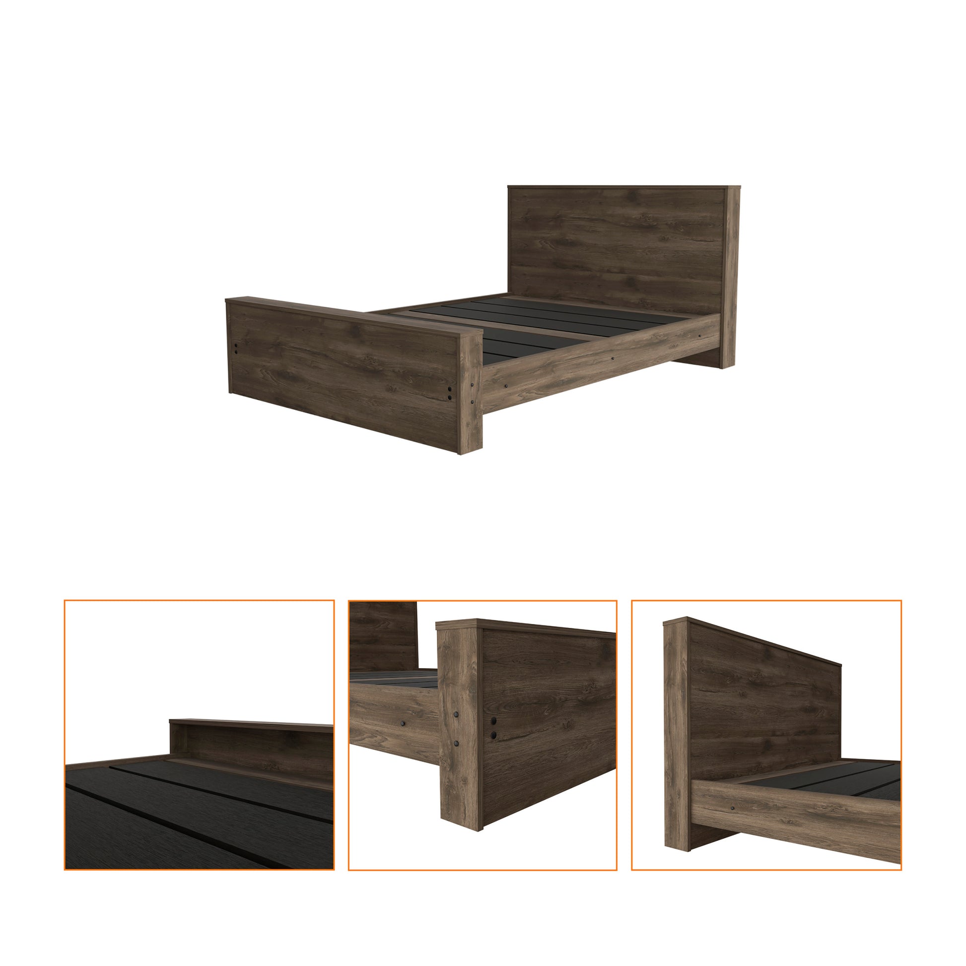 Monroe Rectangle Full Bed Frame Dark Brown Full Dark Brown Particle Board