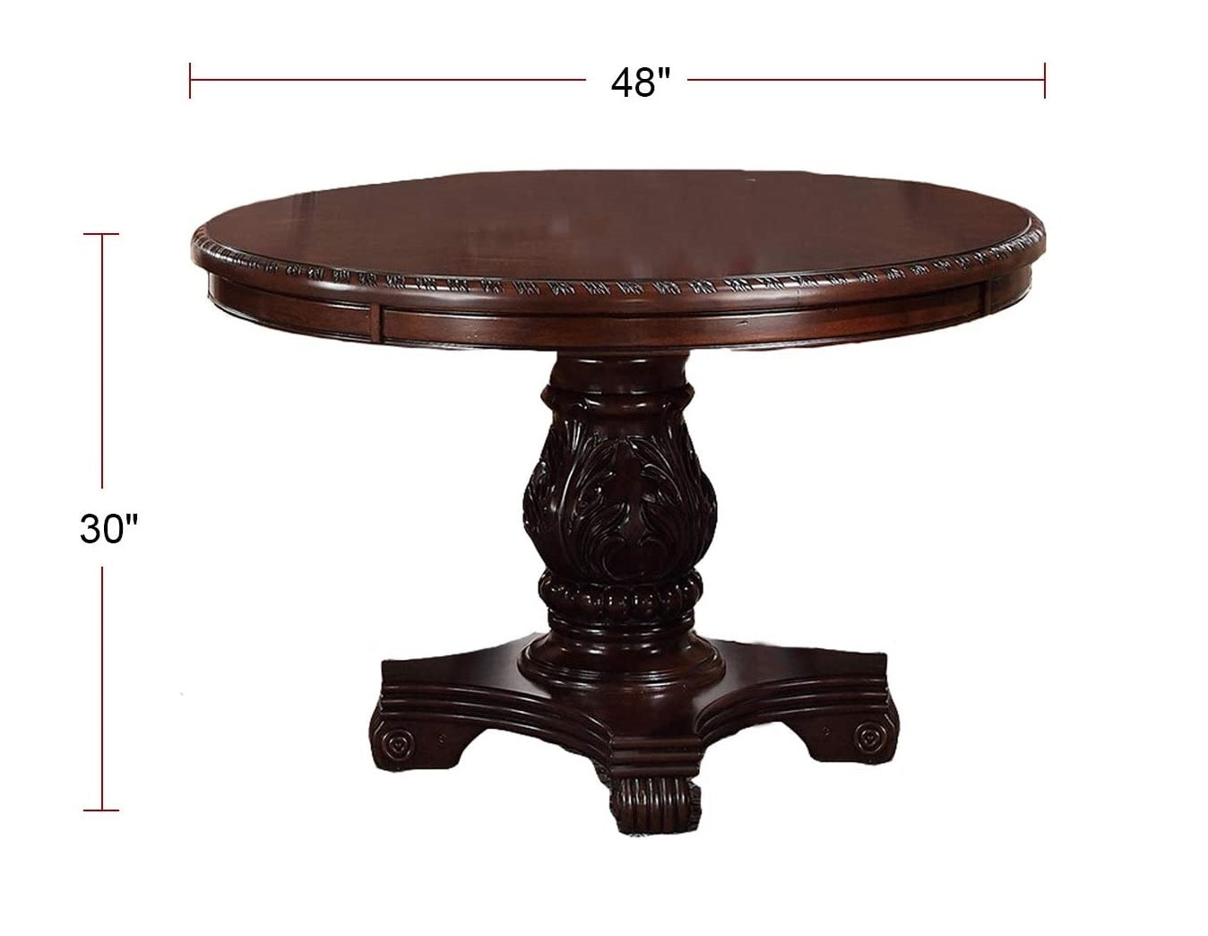 Classic Formal Dining Room Table And 4X Side Chairs Brown 5Pc Set Dining Table Pedestal Base Antique Round Table Faux Leather Upholstered Chair Brown Wood Dining Room Solid Wood Rubberwood Round Dining Table With Chair Wood Wood Brown Solid Back Seats 4