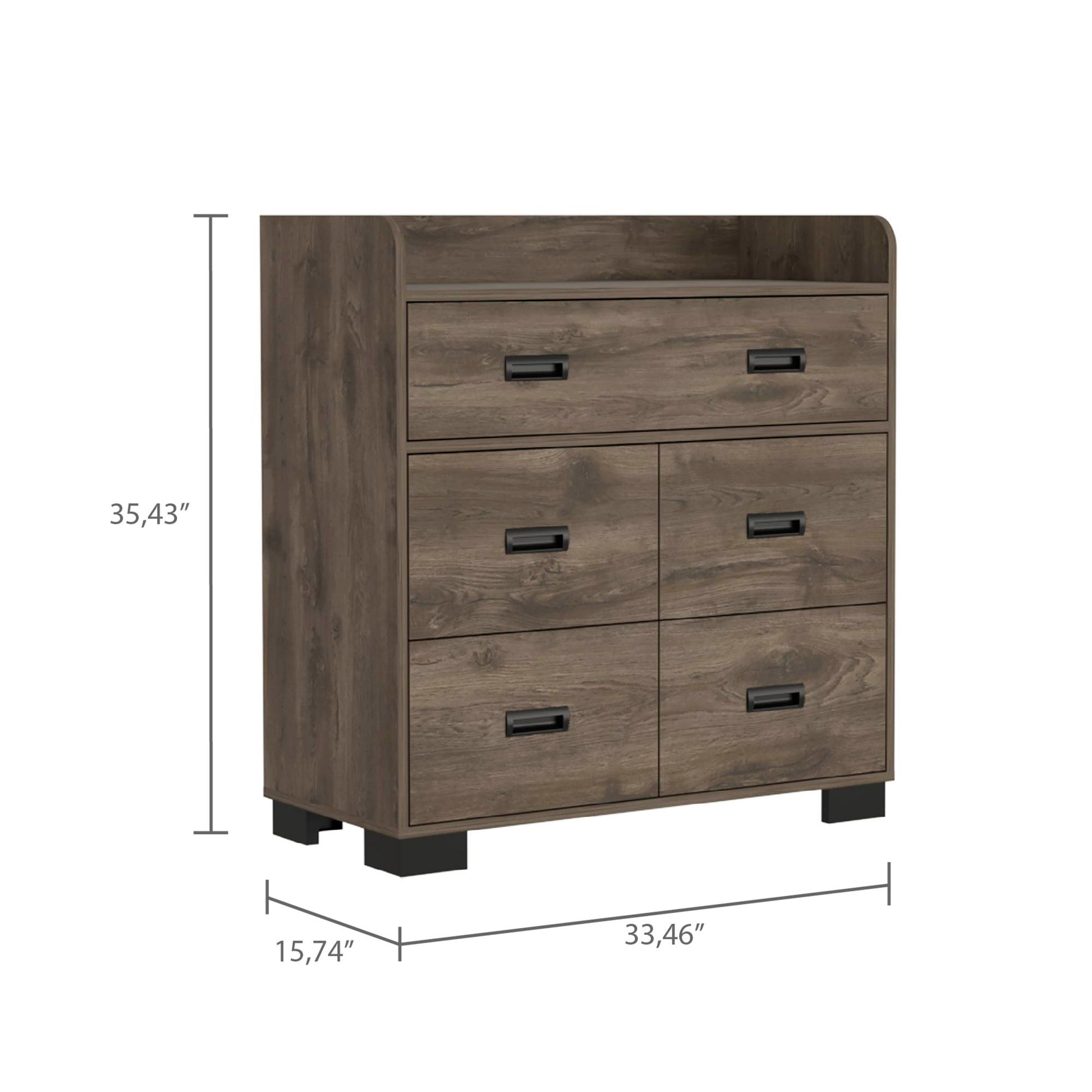 Edgemont 5 Drawer Dresser Dark Brown Dark Brown Particle Board