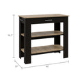 Rockaway 1 Drawer 2 Shelf Kitchen Island Black Wengue And Light Oak Black Particle Board