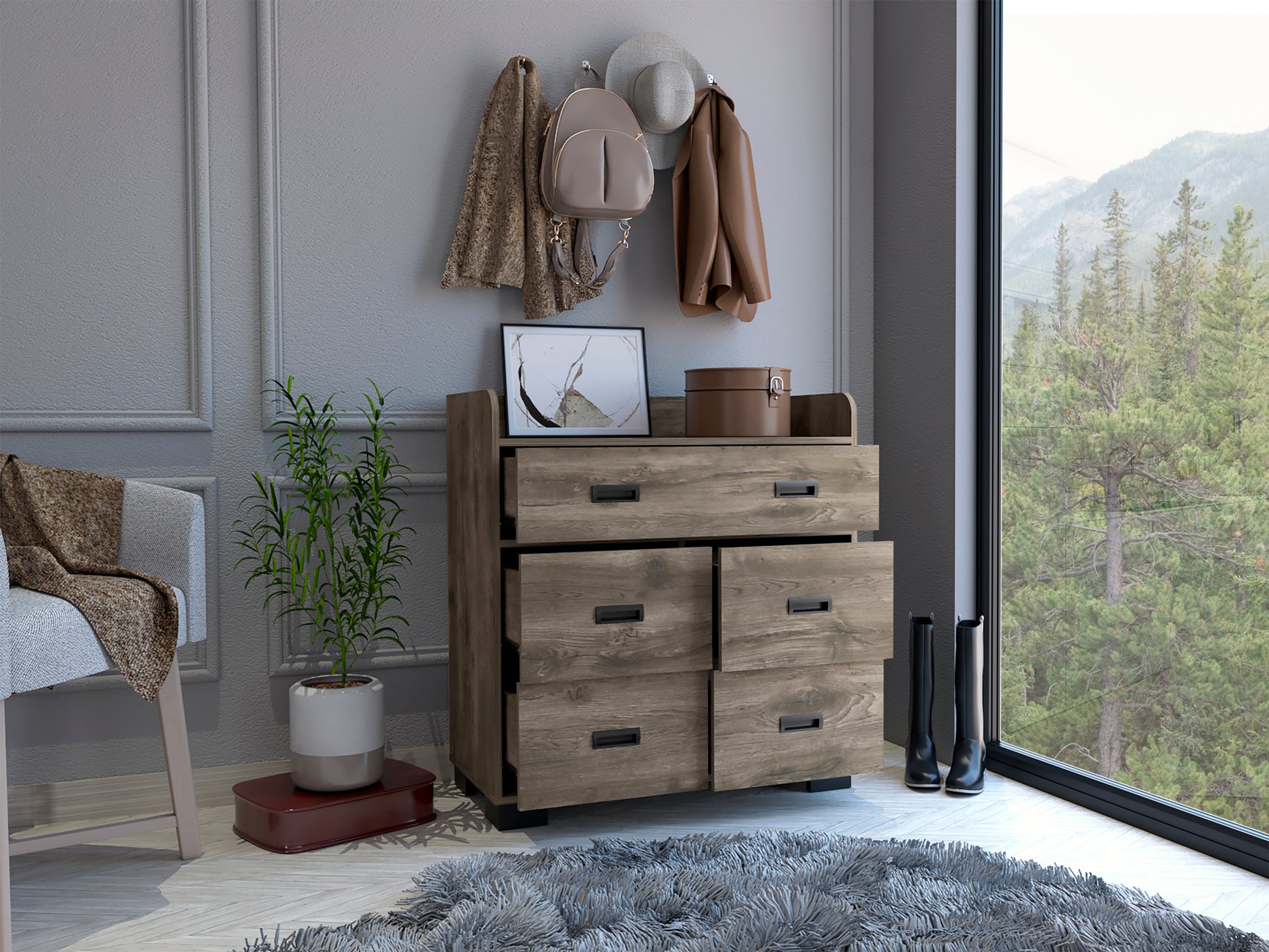 Edgemont 5 Drawer Dresser Dark Brown Dark Brown Particle Board Edgemont 5 Drawer Dresser Dark Brown Dark Brown Particle Board