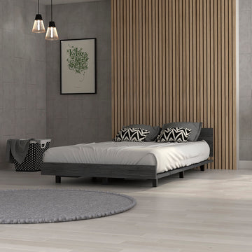 Nimmo Twin Bed Frame Smokey Oak Twin Gray Particle Board