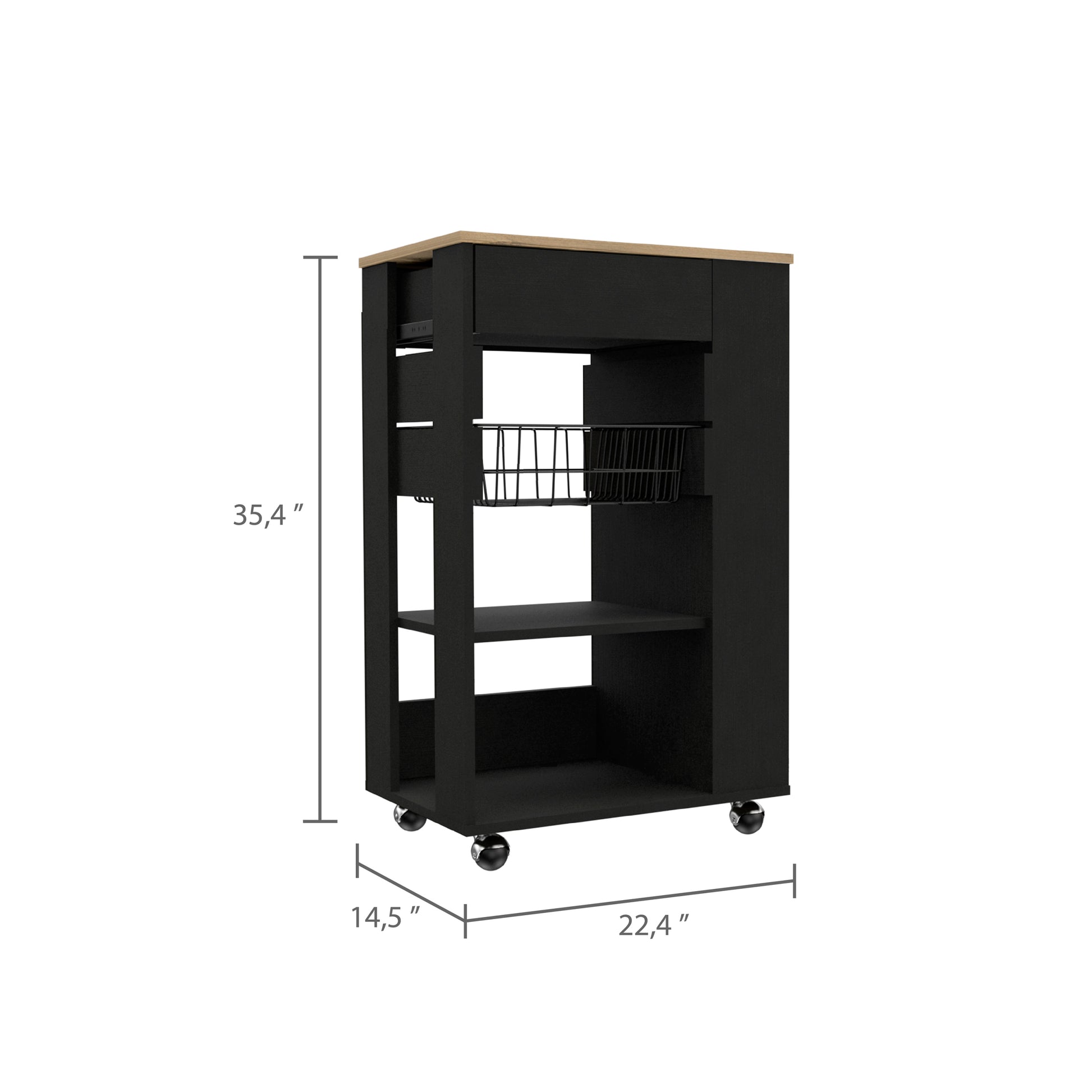 Black Wengue And Light Oak 5 Shelf 1 Drawer Kitchen Cart Black Particle Board