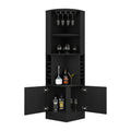 Jamesport 4 Bottle 2 Shelf Bar Cabinet Black Wengue Black Particle Board