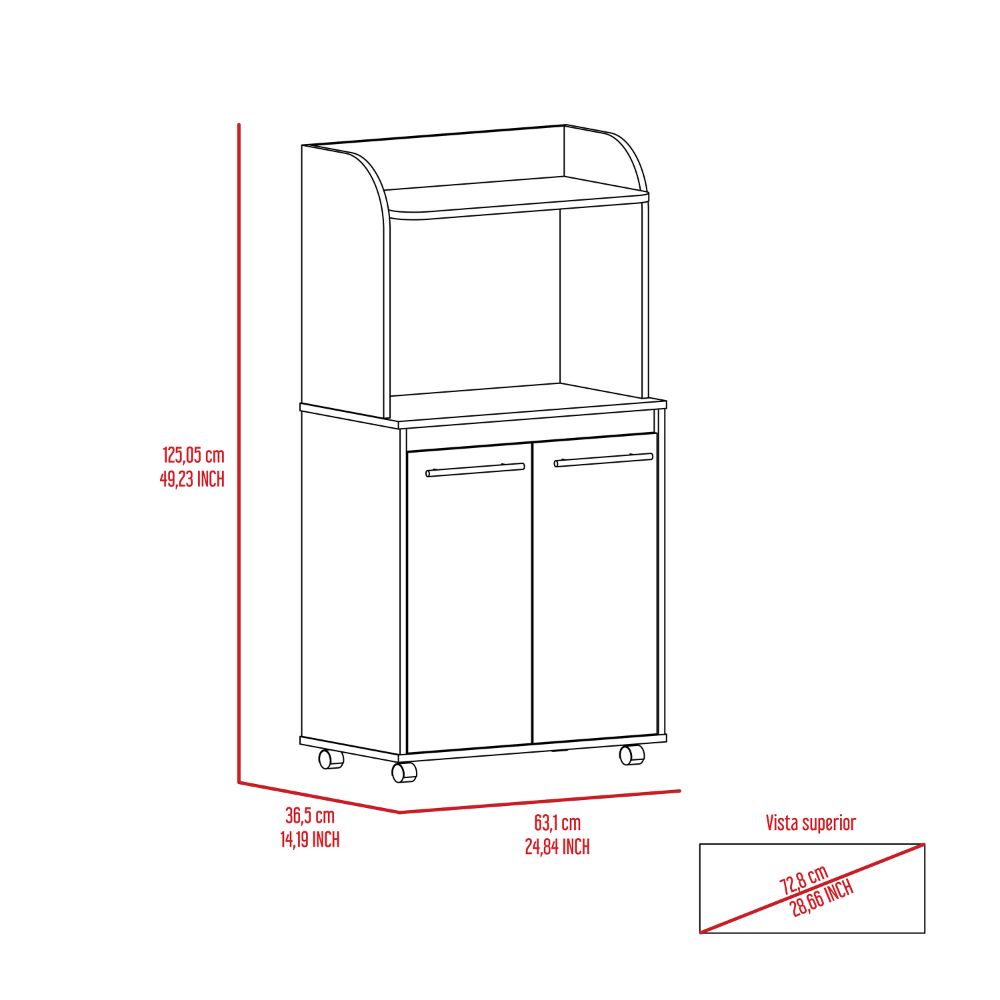 Charlotte 1 Shelf 2 Door Kitchen Pantry White White Particle Board