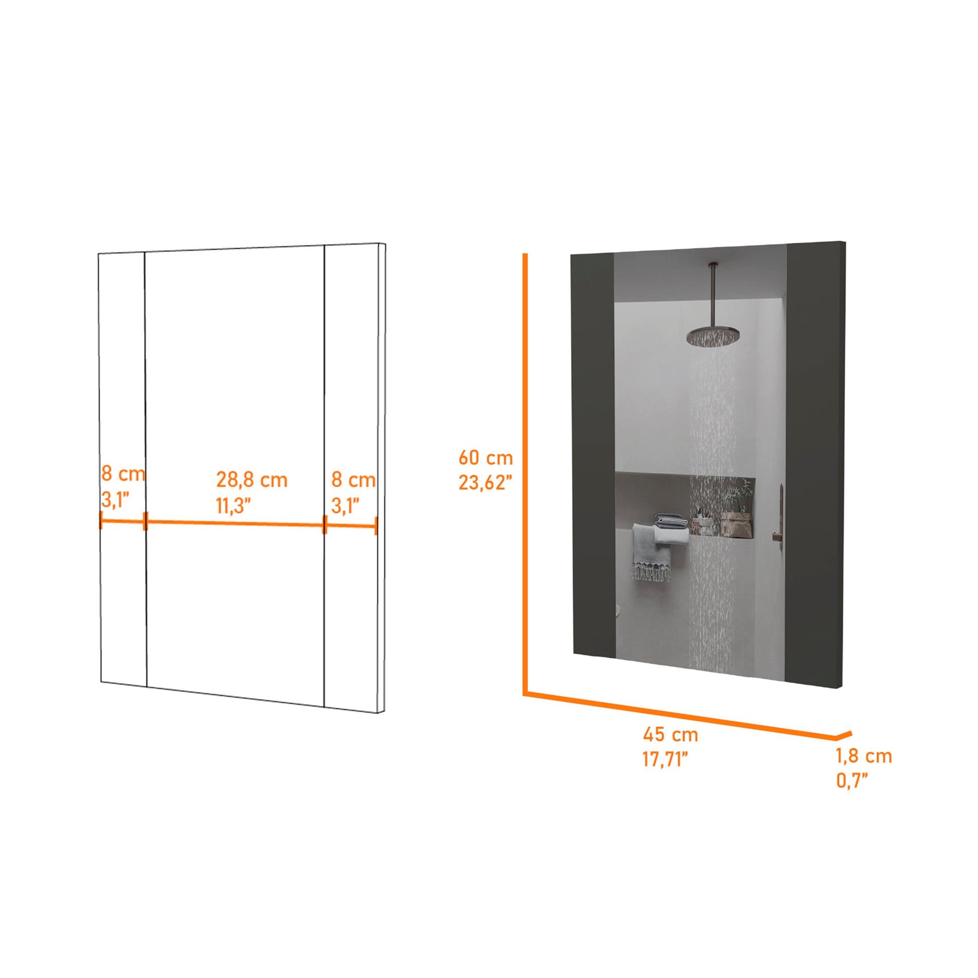 Barrington Rectangle Mirror Black Wengue Black Particle Board