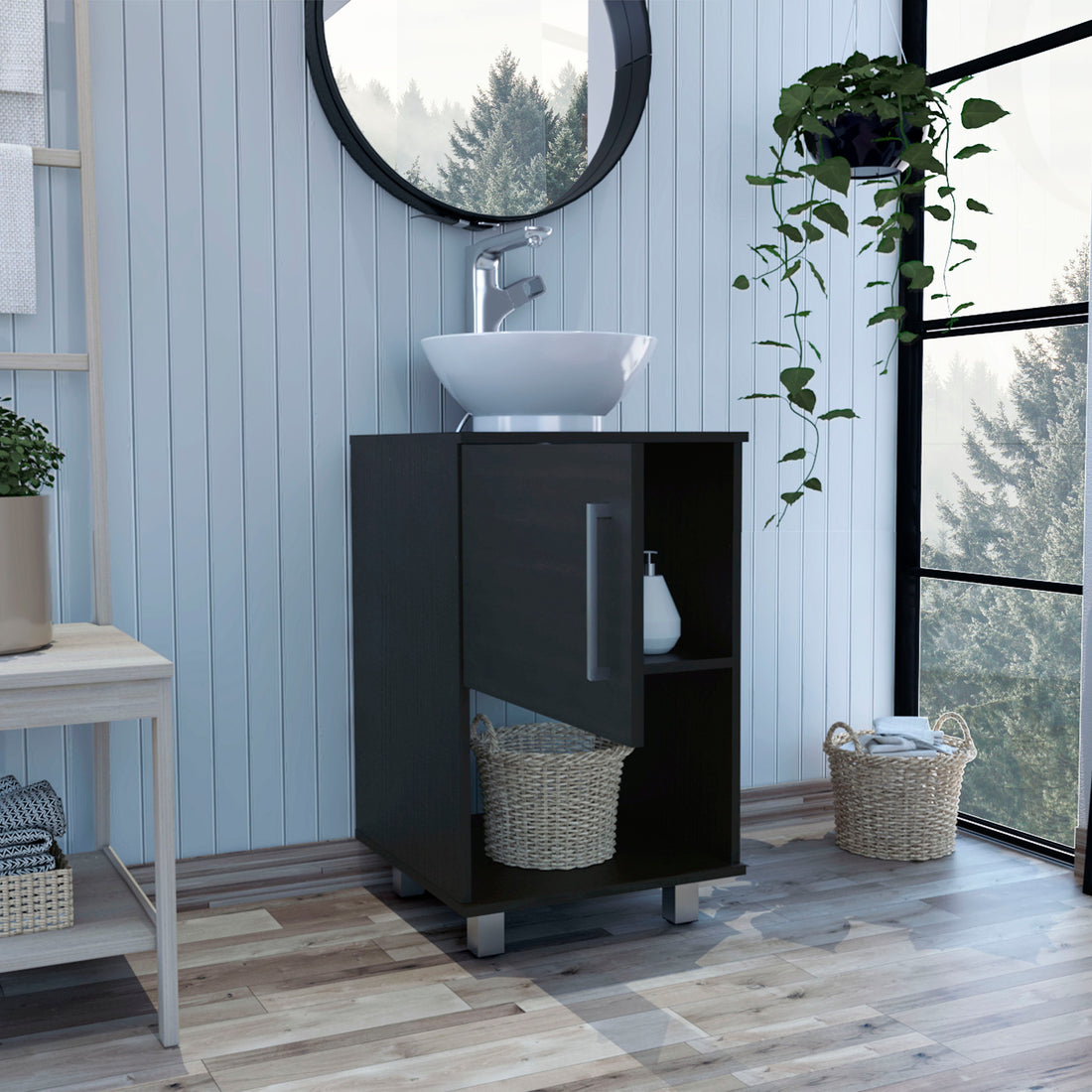 Saybrooke 1 Shelf Single Bathroom Vanity Black Wengue black-particle board